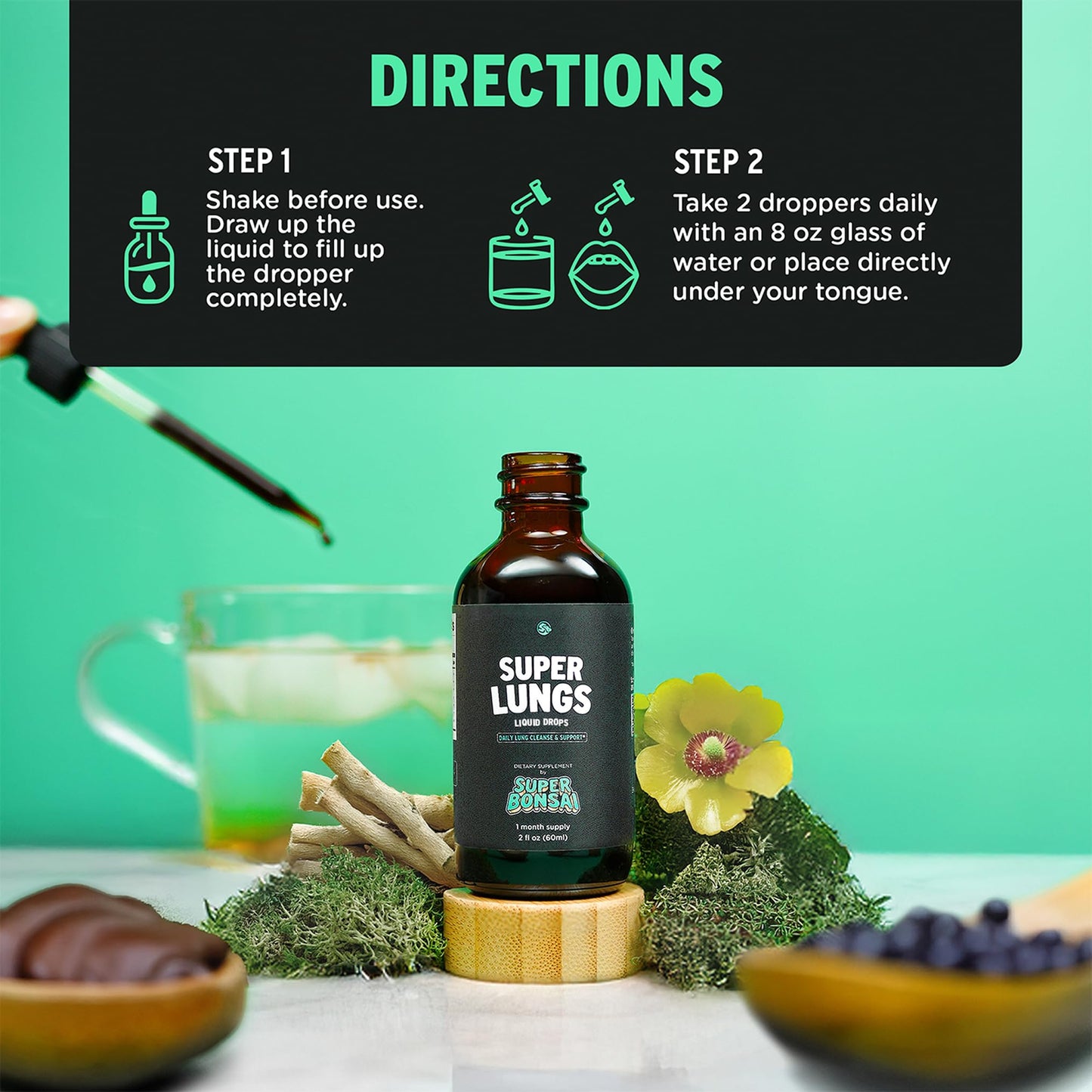 SuperBonsai Super Lungs herbal supplement label details