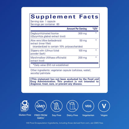 Pure Encapsulations DGL Plus label details and ingredients