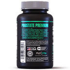 A secure container of MaxVita Prostate Premium dietary supplement capsules highlighting prostate support and nighttime relief.