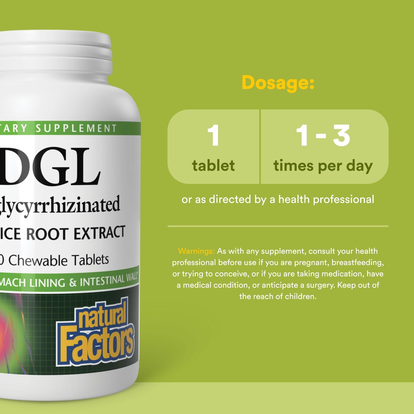 Natural Factors DGL 400mg licorice extract tablets packaging