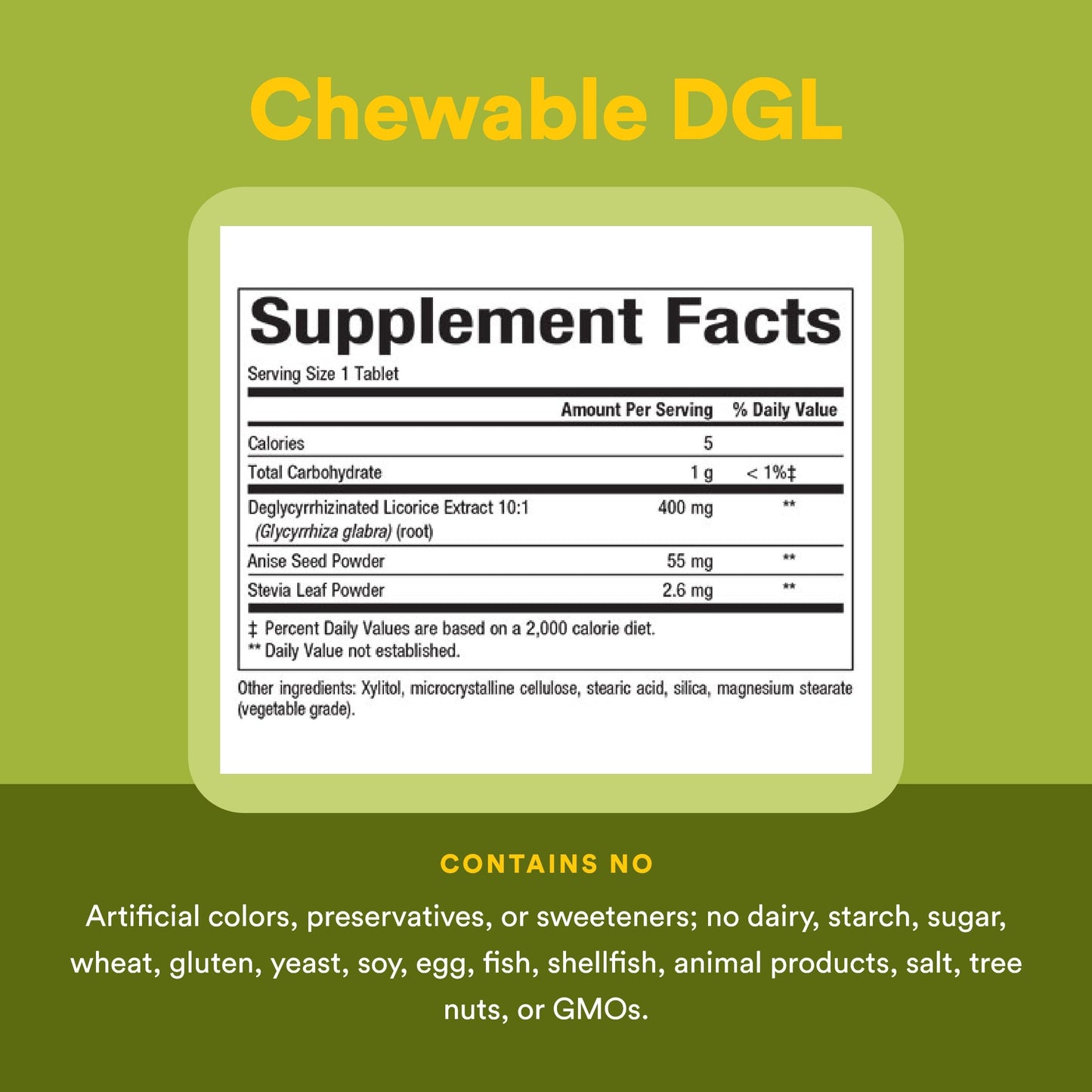 Natural Factors DGL supplement facts and ingredient label