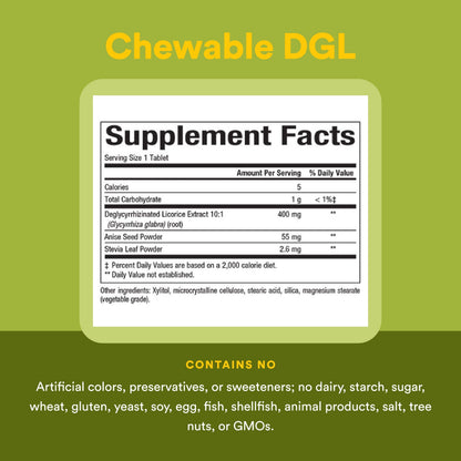 Natural Factors DGL supplement facts and ingredient label