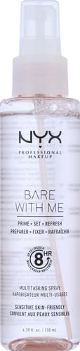 Nyx Bare With Me setting spray bottle with ingredients listed