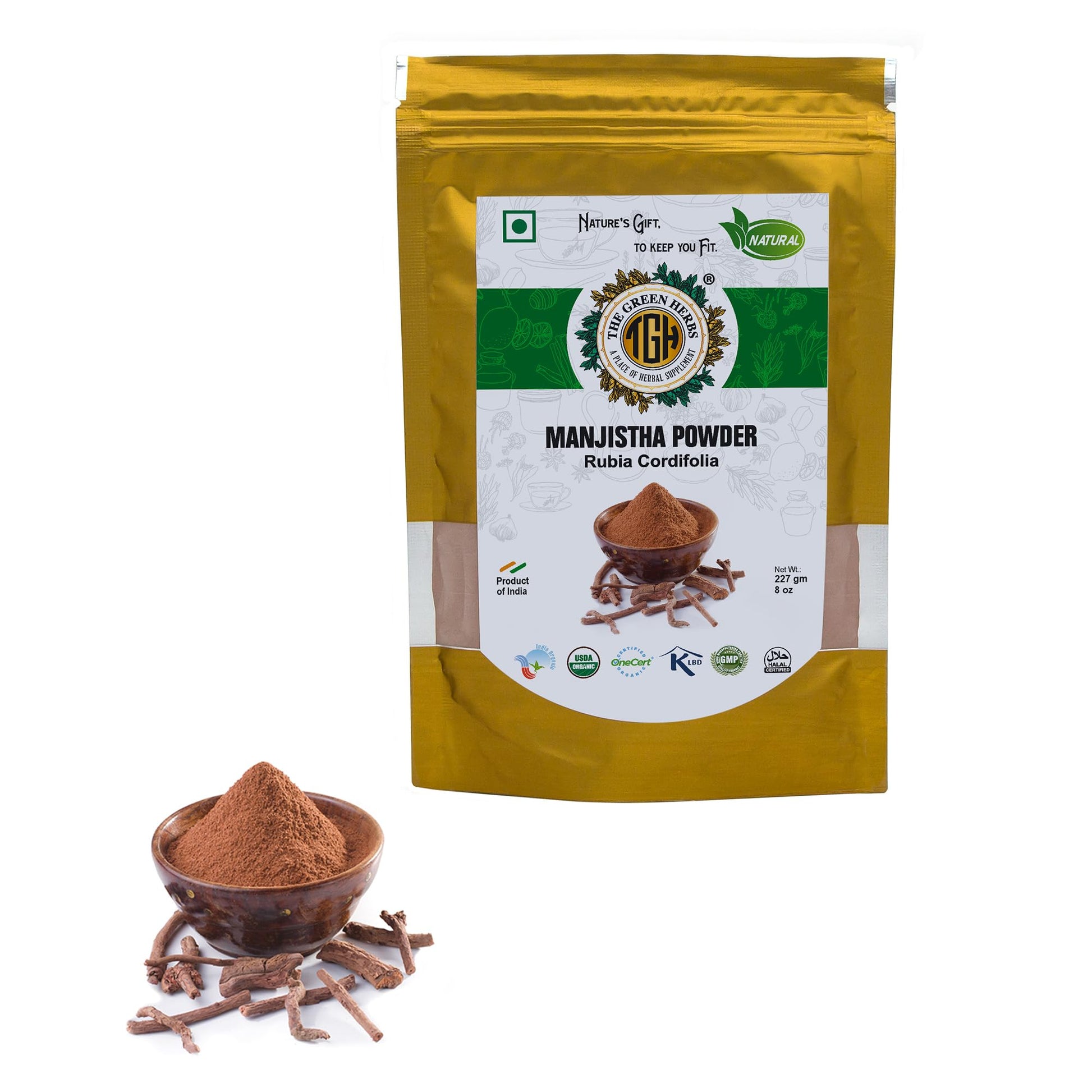 Organic Manjistha powder pouch for skincare and wellness
