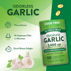 Nature's Truth odorless garlic 120 count bottle displaying directions for daily use