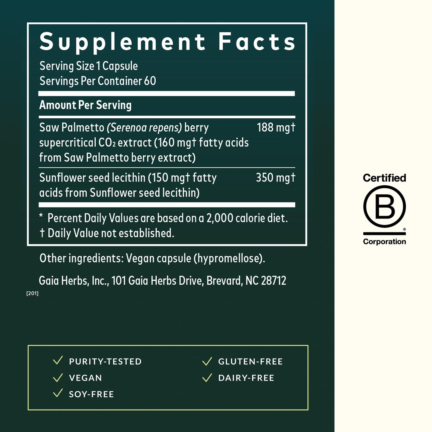 Vegan liquid phyto capsules of saw palmetto extract shown outside the amber glass bottle.