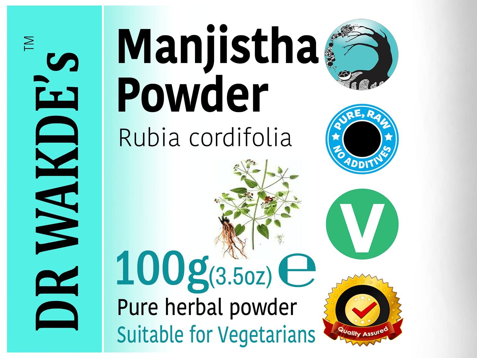 Dr Wakde's Indian Madder root supplement packaging label