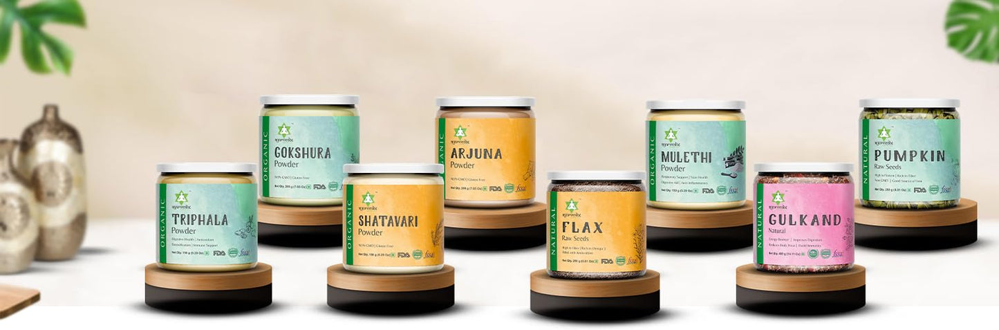 Ayurvedix Manjistha powder jar held in hand