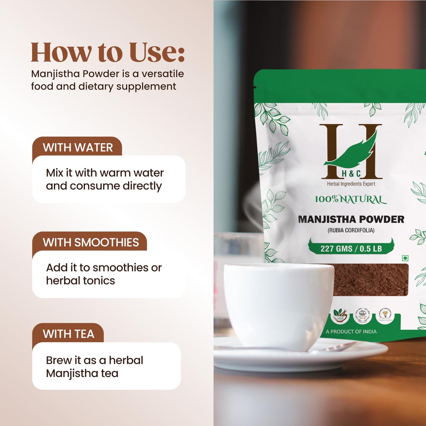 H&C Manjistha herbal supplement 227g bag