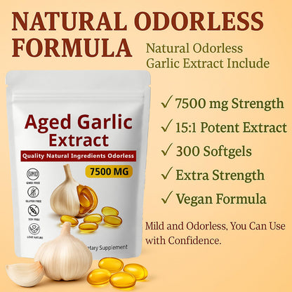 Two year matured high strength garlic softgels for immune support defense
