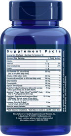 Life Extension Ultra Prostate Formula dietary supplement showing the side label with comprehensive ingredient details including saw palmetto.