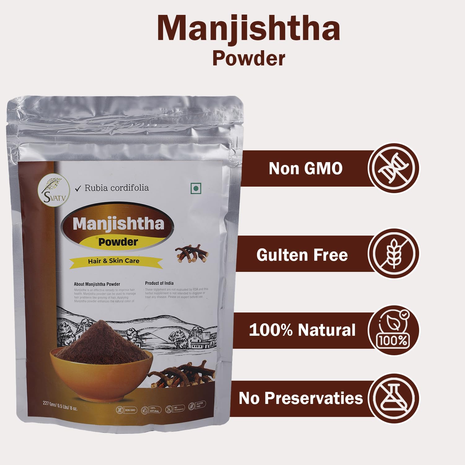 Close up of pure Manjistha root powder texture