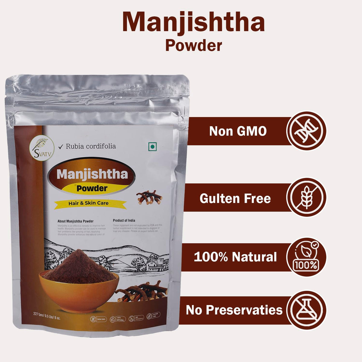 Close up of pure Manjistha root powder texture
