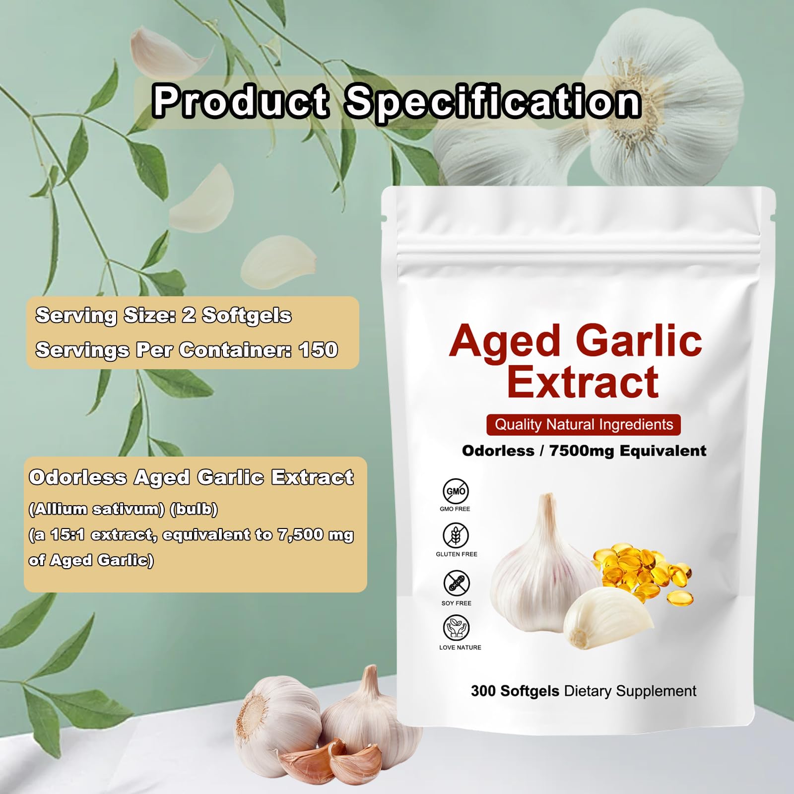 Shrandi high potency 15 to 1 concentration odorless garlic extract packaging details