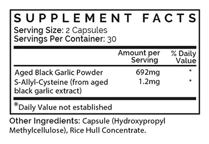Gluten free non GMO certified black garlic antioxidant capsules close up.