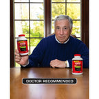 Urinozinc Plus bottle standing next to individual caplets illustrating their standard shape and color profile