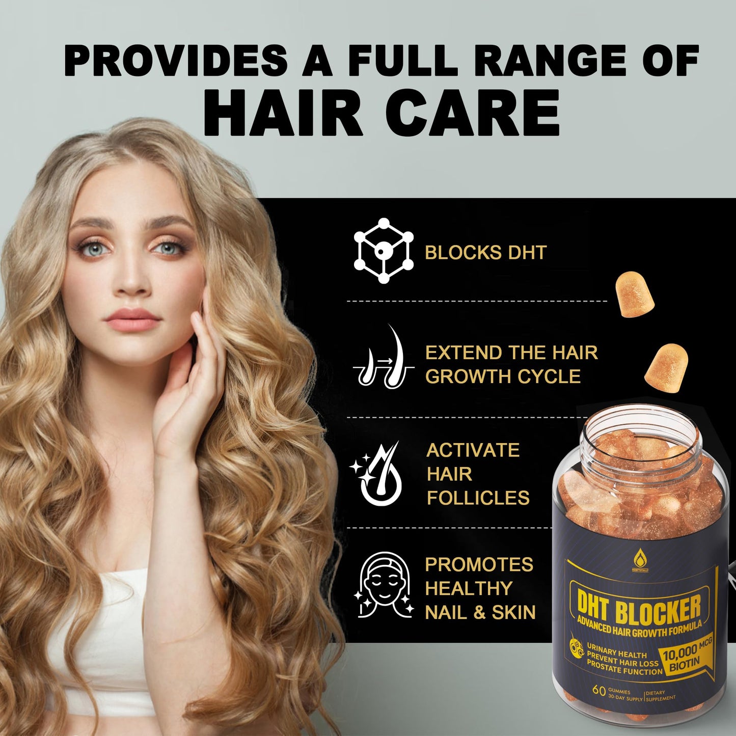 EnvyDeal anti hair fall gummies bottle highlighting premium pumpkin seed and green tea extracts