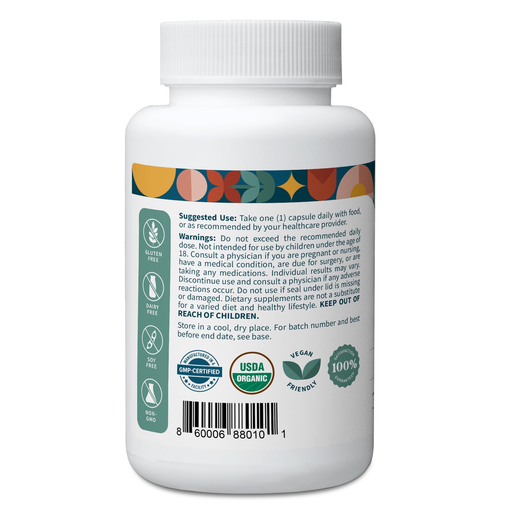 Pattern Wellness 1000mg organic garlic extract supplement label details showcasing pure allicin ingredients