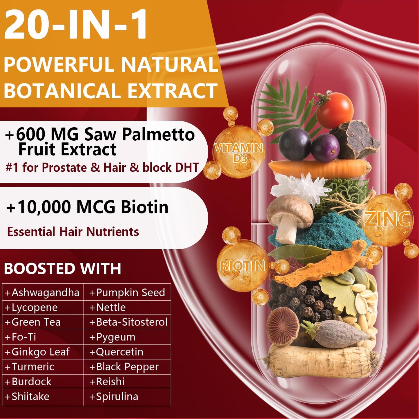 Extra strength 1900 milligram DHT blocker capsules for thinning hairline solutions.