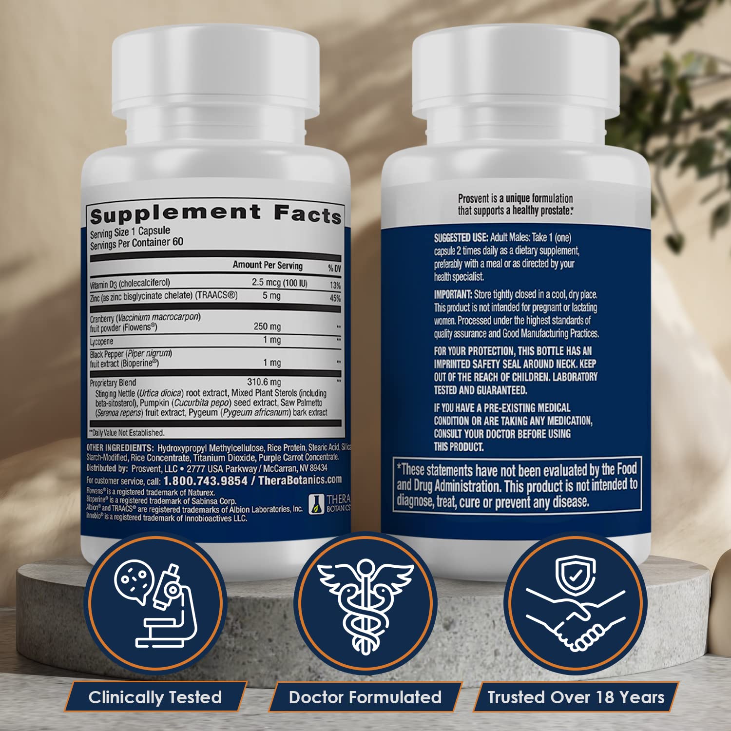 Prosvent Ultra dietary supplement 60 softgels label showing ingredients