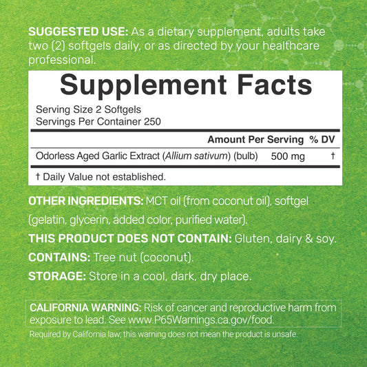 Deal Supplement Aged Garlic Extract capsule supplement bottle angled view showing product labels.