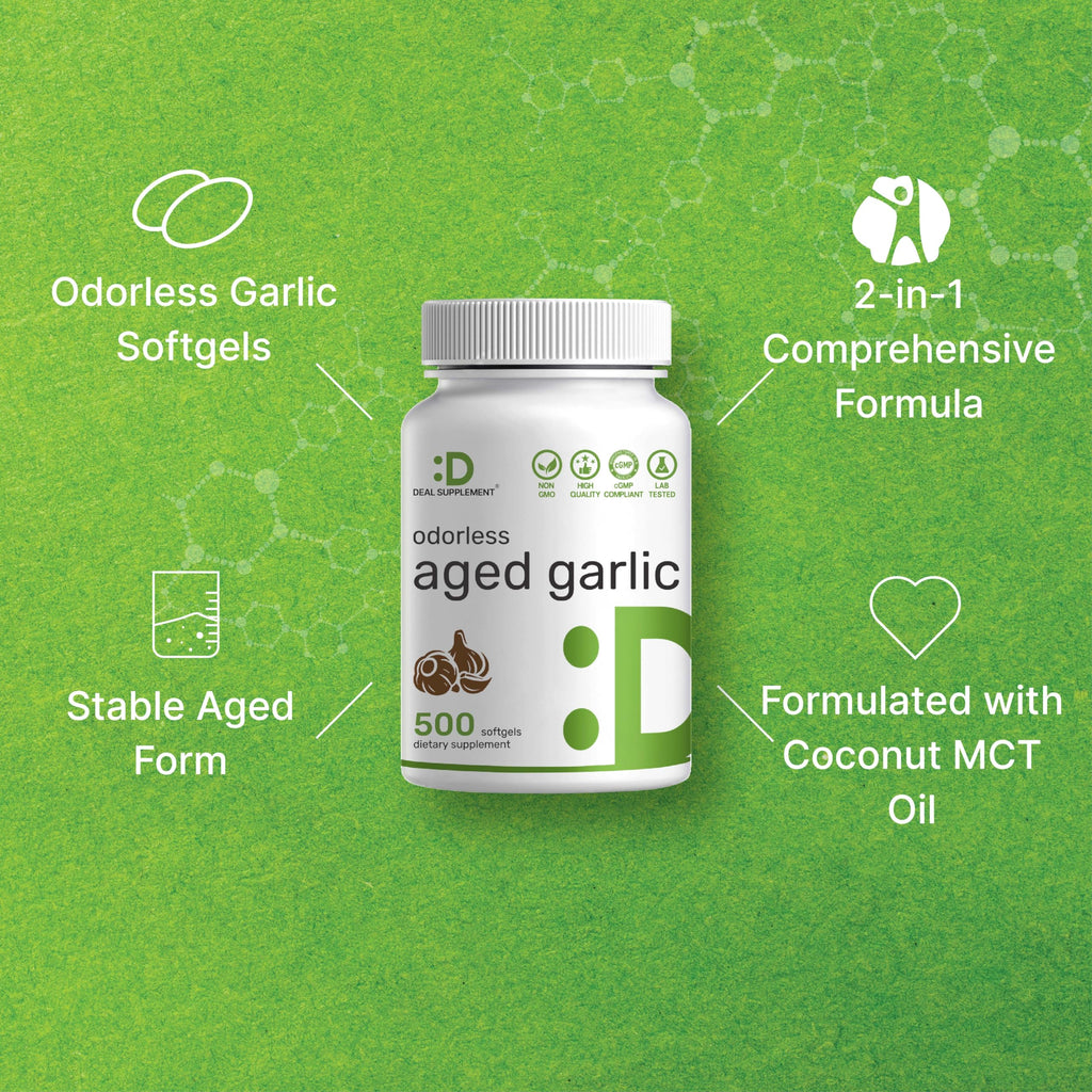 Deal Supplement 6000 milligrams equivalent odorless garlic softgels for immune system defense.