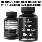 60 clean vegan capsules bottle of Hair Thickness Maximizer premium health supplement for improving hair density and volume