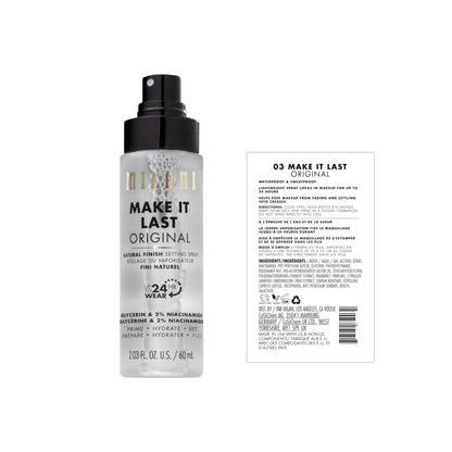 Milani Make It Last setting spray nozzle and spray mist view