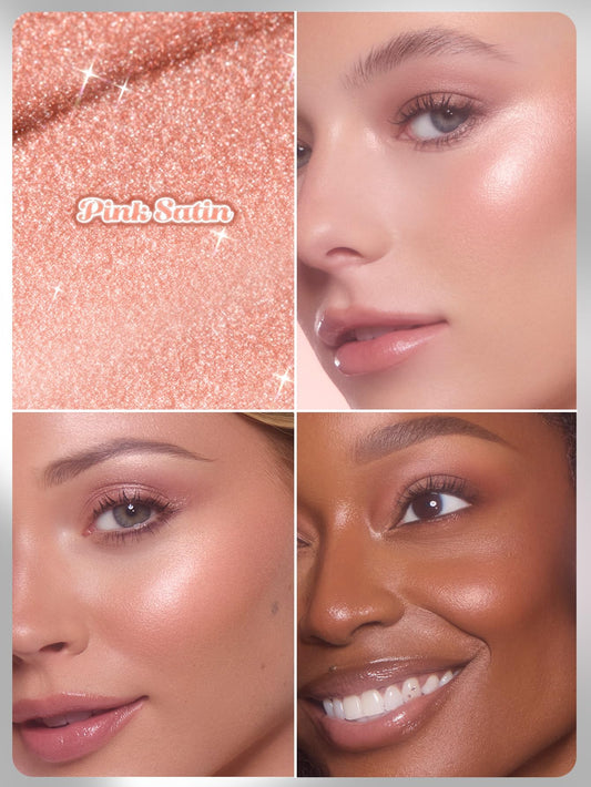 SHEGLAM cream highlighter stick open packaging showing the smooth pink satin formula