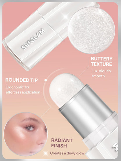 Cruelty free cream face illuminator stick close up highlighting the buttery texture