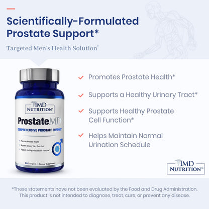 Urologist recommended 1MD Nutrition ProstateMD softgel capsule for reducing frequent bathroom urges
