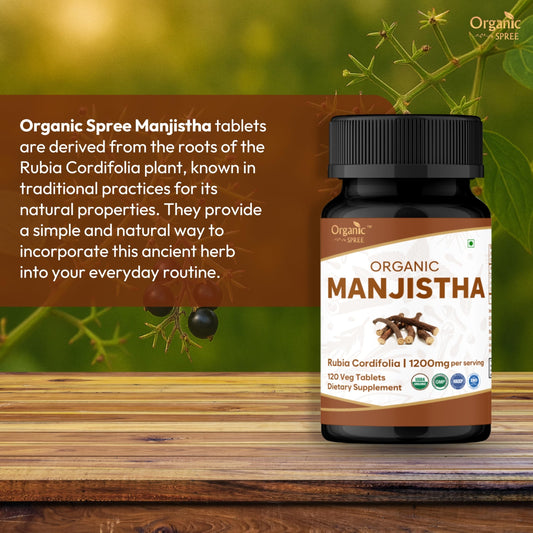 Organic Spree Manjistha supplement bottle label