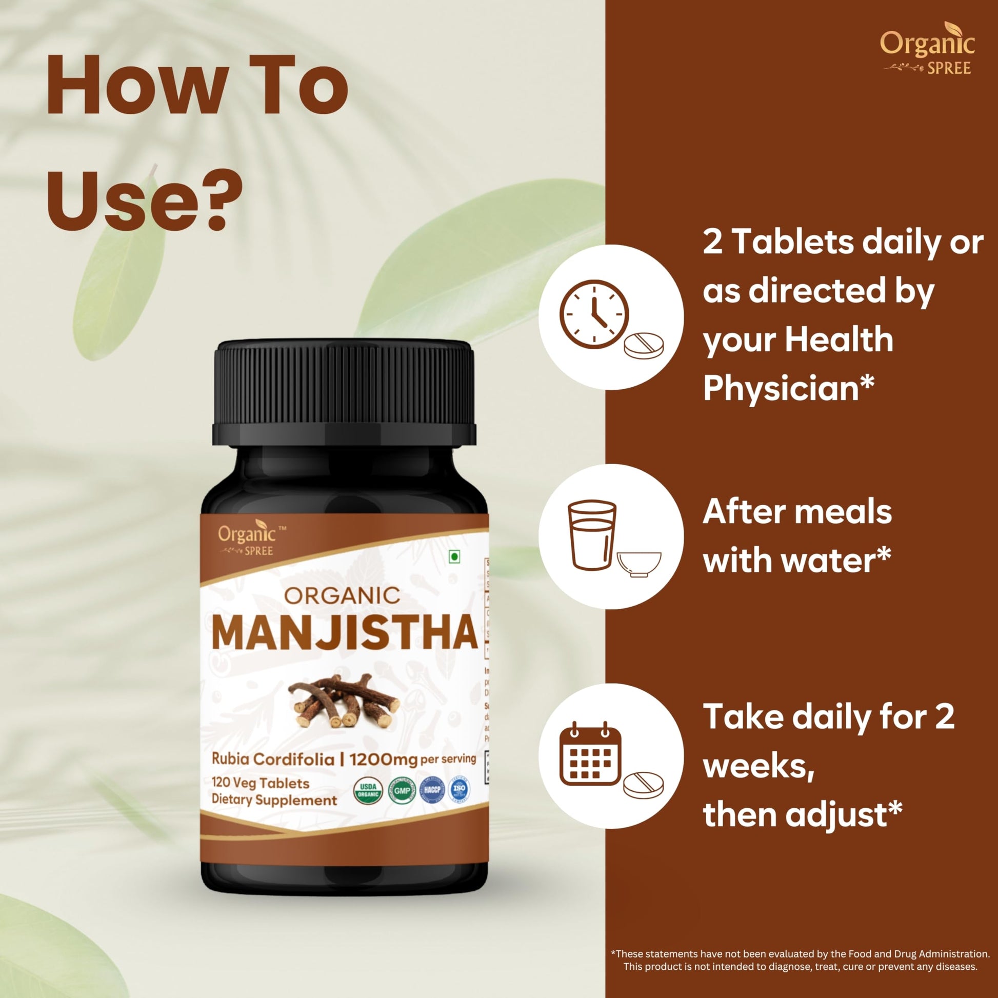 Organic Spree 120 tablets bottle side profile