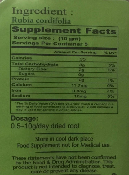 Close up of organic Rubia cordifolia root sticks for Ayurvedic use