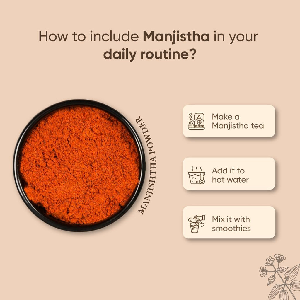 Just Jaivik Manjistha powder packaging USDA Organic label detail