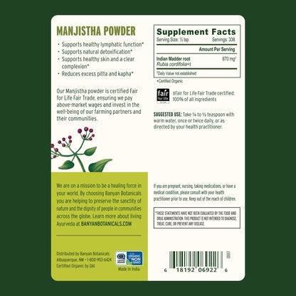 Close up of Banyan Botanicals Manjistha powder texture