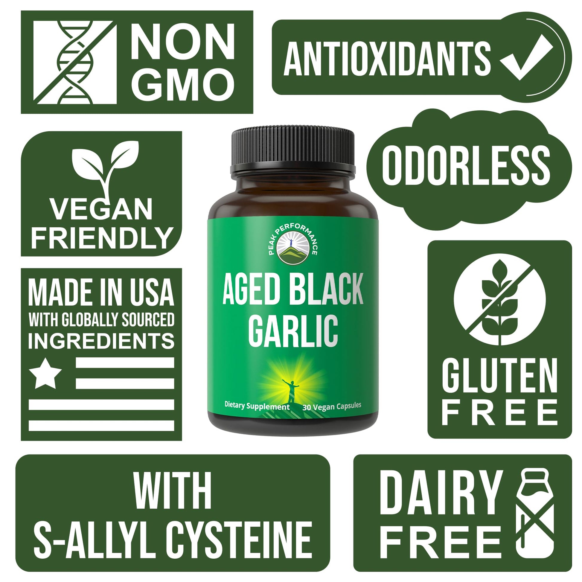 Aged black garlic extract 30 count bottle for cardiovascular health