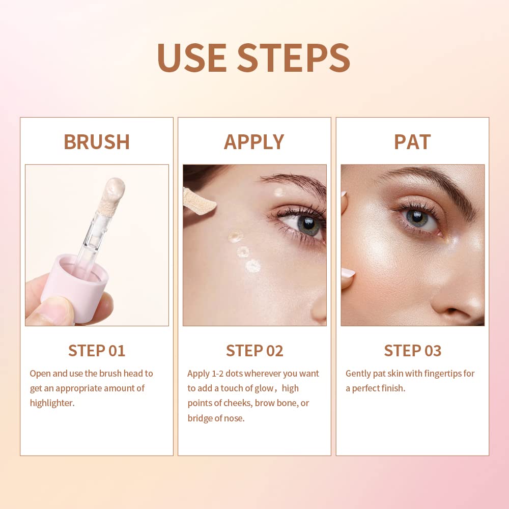 RILIMIOO highlighter mixed with liquid foundation demonstrating a dewy makeup base look.