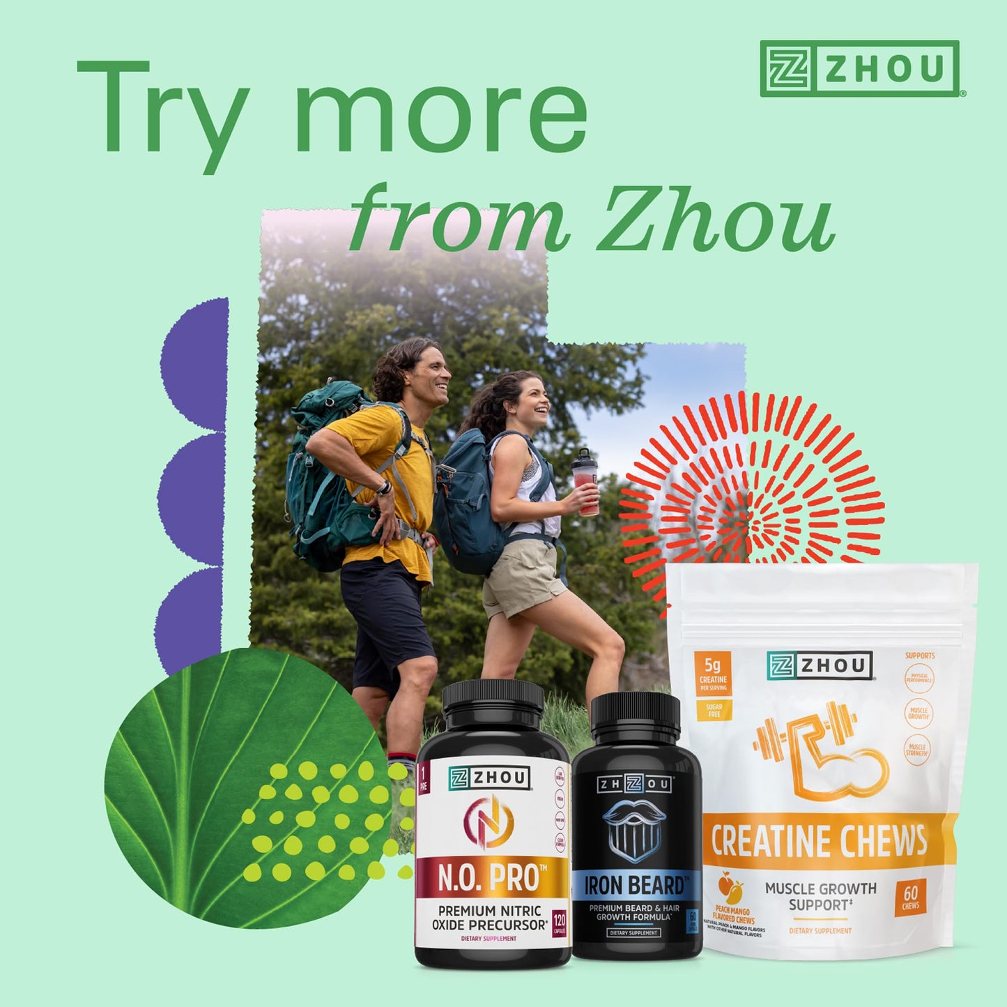 Zhou Nutrition Saw Palmetto advanced prostate support bottle with natural dihydrotestosterone blocker details.