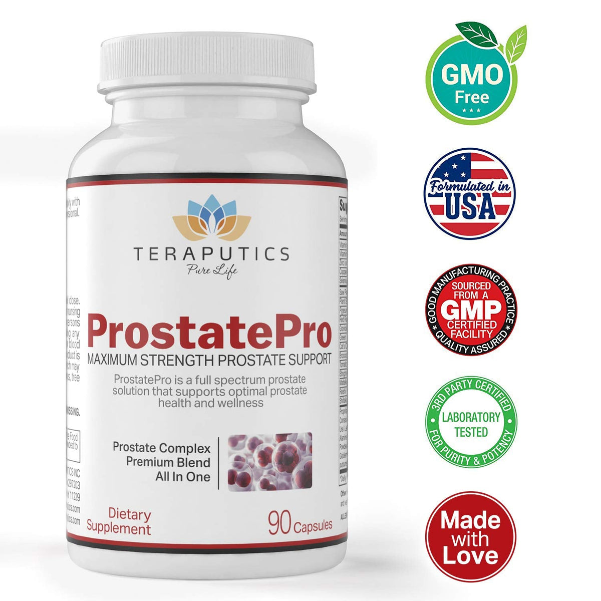 Teraputics ProstatePro nutritional facts label showing saw palmetto and pygeum