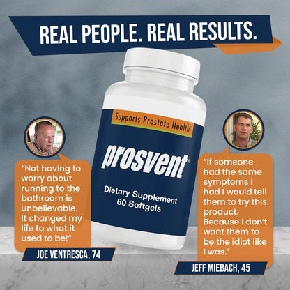 Prosvent advanced mens prostate support capsules containing saw palmetto and zinc ingredients.