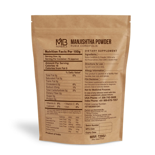 Close up texture of organic Rubia cordifolia root powder