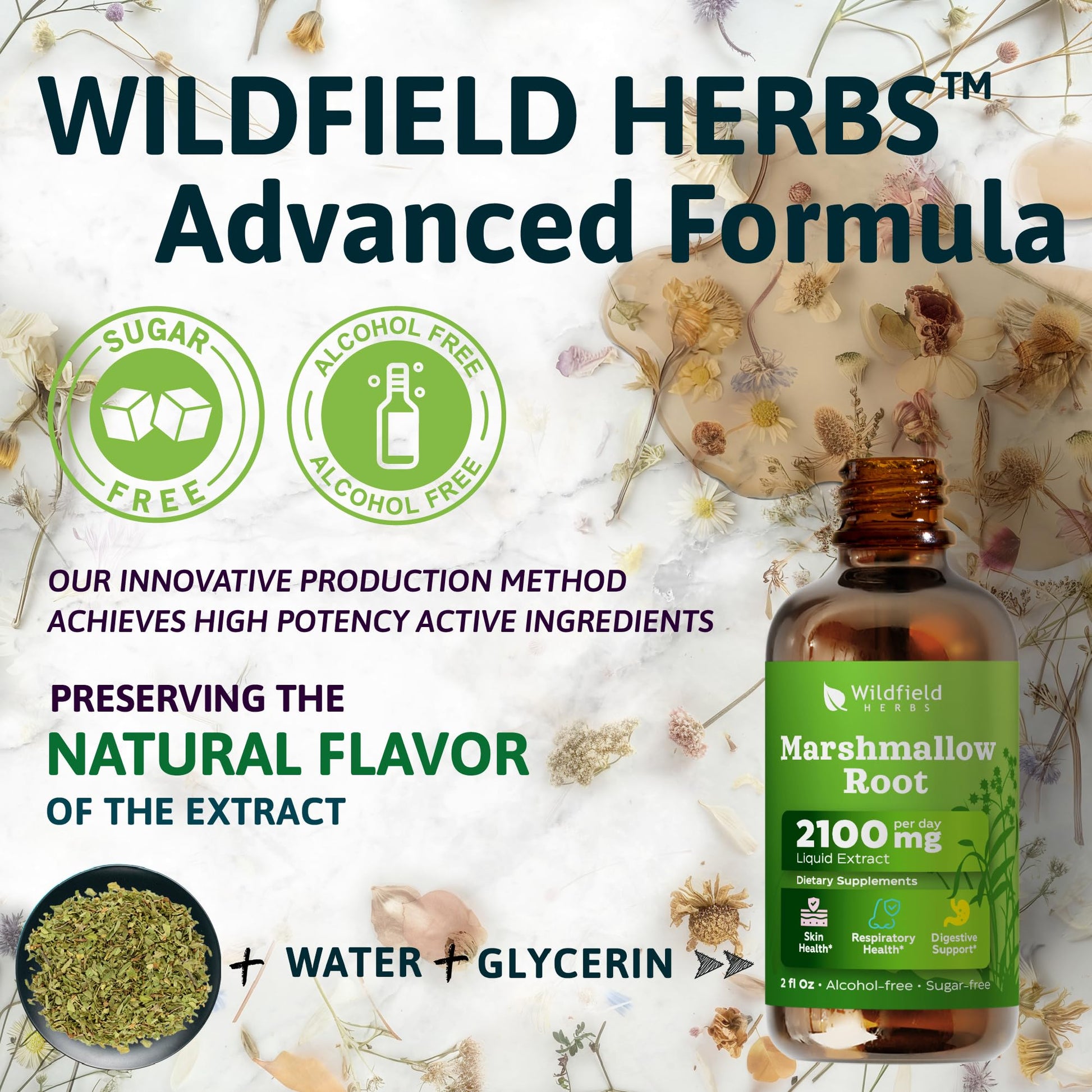 Natural Marshmallow Root herbal support supplement drops