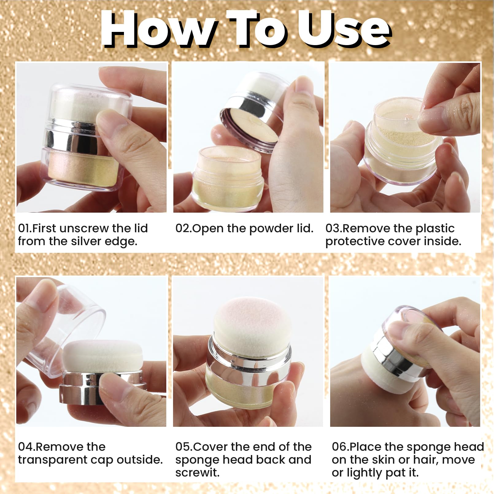 Luminous hair and body glitter powder for festive Indian events