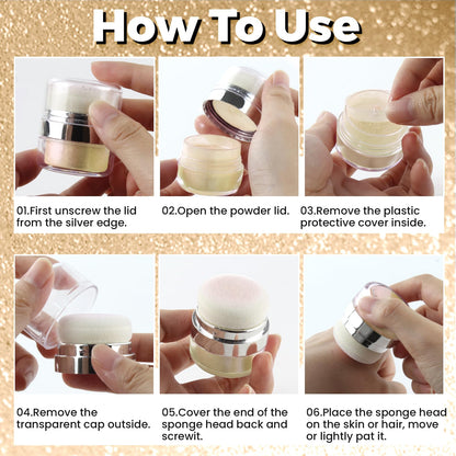 Luminous hair and body glitter powder for festive Indian events