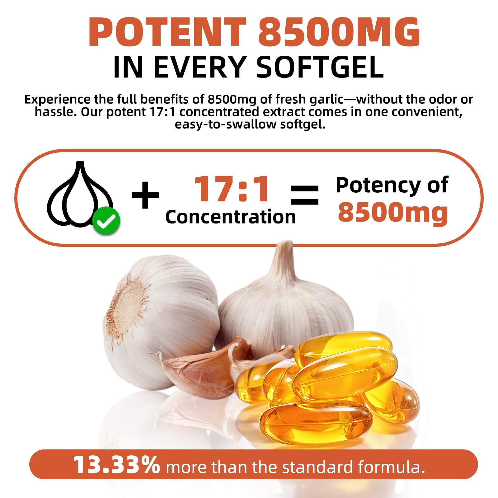 OLELON cardiovascular and immune support garlic supplement container displaying non-GMO and gluten-free badges