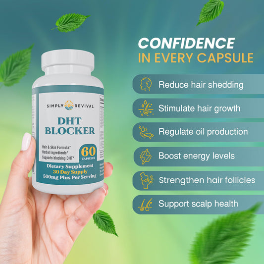 Simply Revival natural herbal supplement bottle label detailing bamboo extract and biotin ingredients