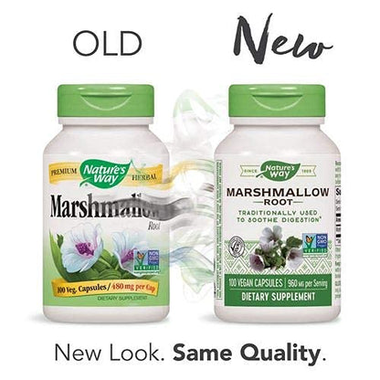 Three bottles of Nature's Way Marshmallow Root 100 count capsules