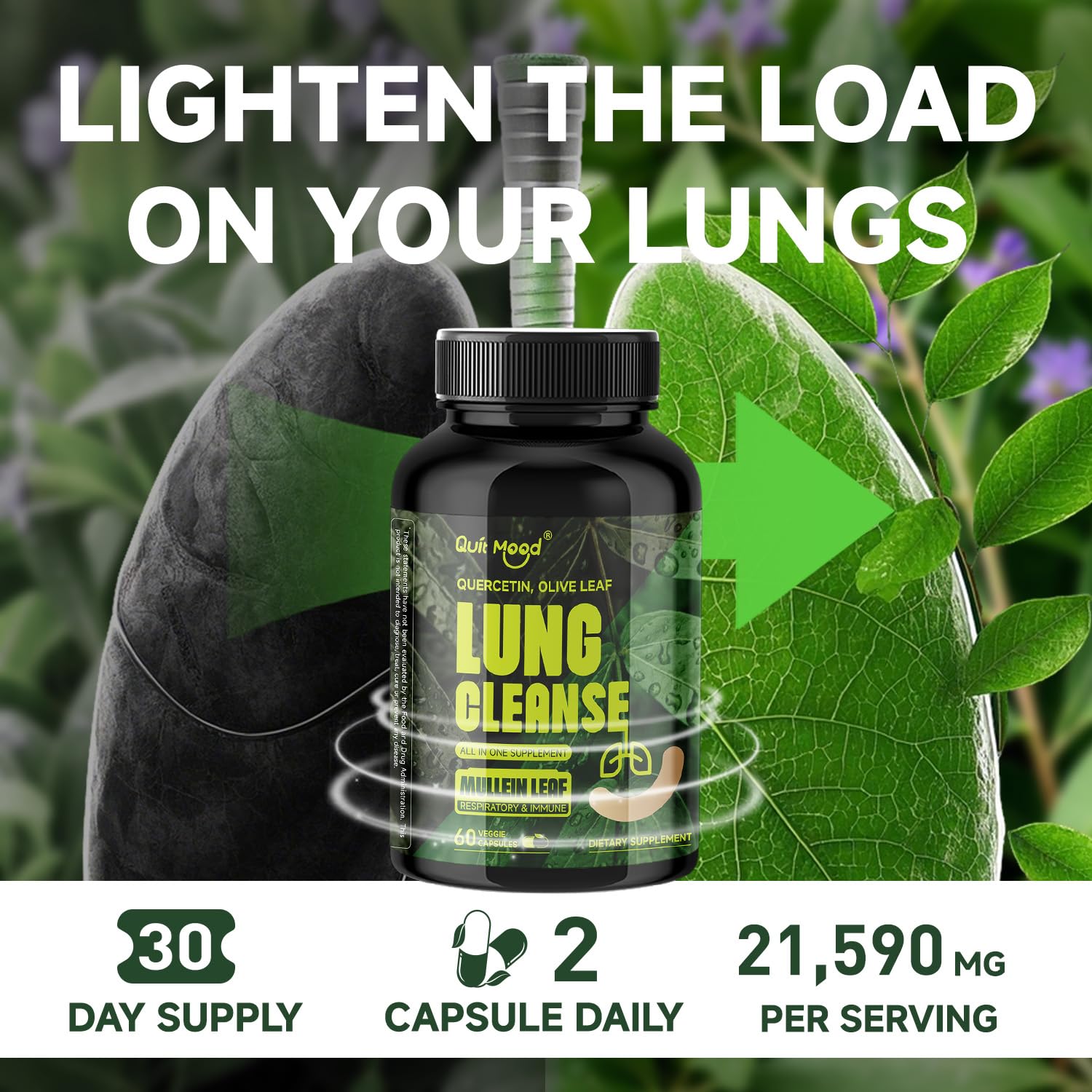 Quitmood Lung Cleanse supplement ingredients label