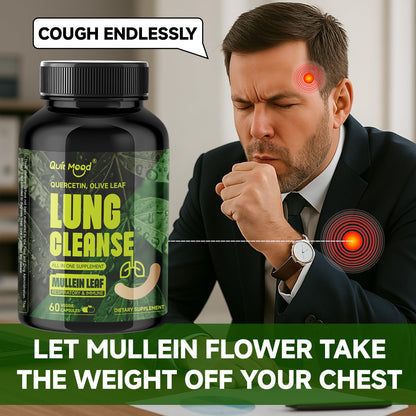Side view of Quitmood Lung Cleanse 60 capsule bottle